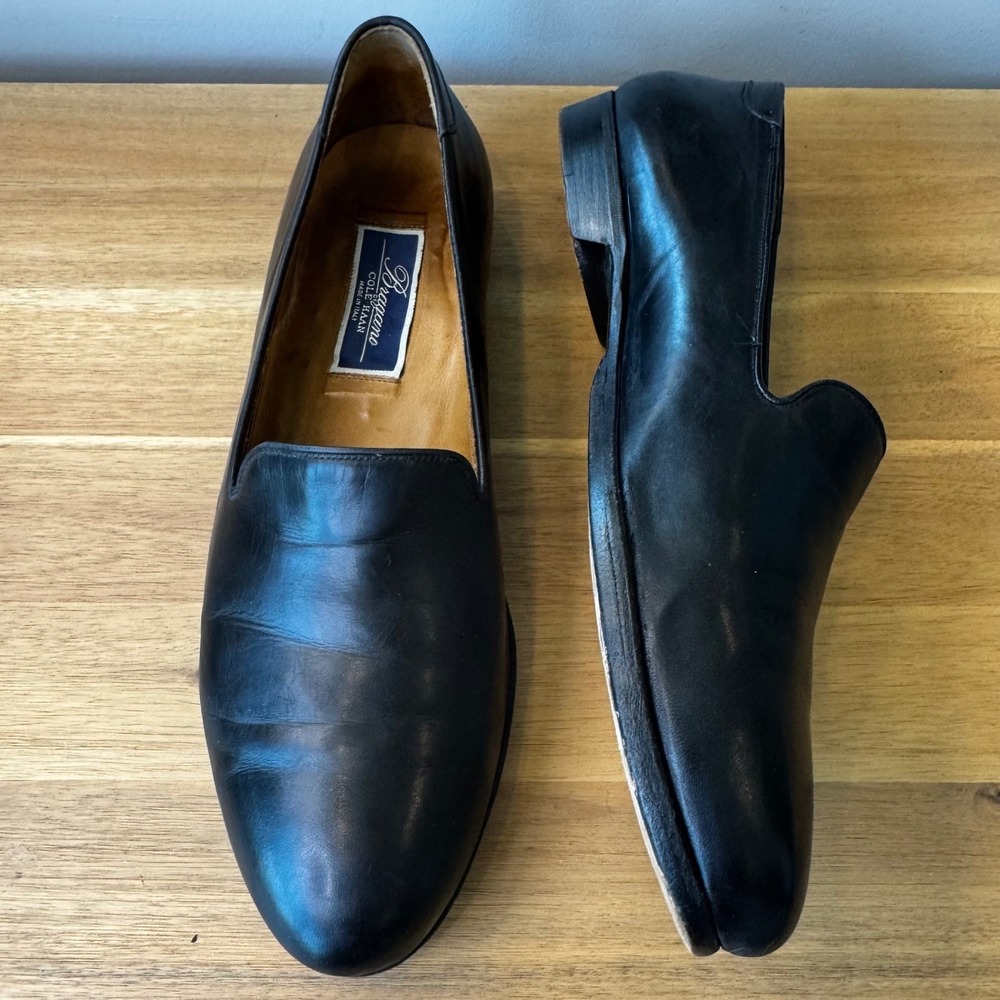 Bragano by Cole Haan Men 10.5 M Black Leather Loafers Crafted in Italy Classic